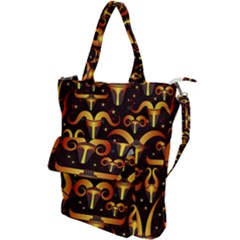 Stylised Horns Black Pattern Shoulder Tote Bag by HermanTelo