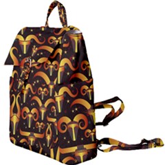 Stylised Horns Black Pattern Buckle Everyday Backpack