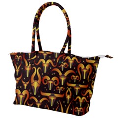 Stylised Horns Black Pattern Canvas Shoulder Bag