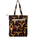 Stylised Horns Black Pattern Double Zip Up Tote Bag View2