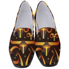 Stylised Horns Black Pattern Women s Classic Loafer Heels by HermanTelo