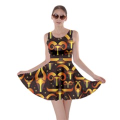 Stylised Horns Black Pattern Skater Dress by HermanTelo