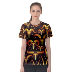 Stylised Horns Black Pattern Women s Sport Mesh Tee