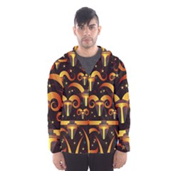 Stylised Horns Black Pattern Men s Hooded Windbreaker