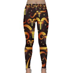 Stylised Horns Black Pattern Classic Yoga Leggings by HermanTelo