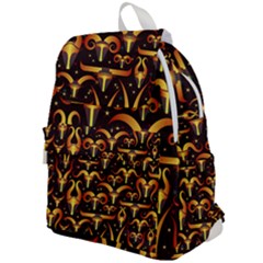 Stylised Horns Black Pattern Top Flap Backpack