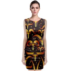 Stylised Horns Black Pattern Classic Sleeveless Midi Dress