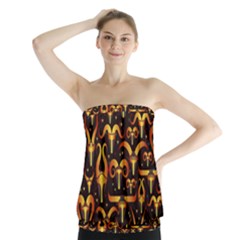 Stylised Horns Black Pattern Strapless Top by HermanTelo