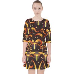 Stylised Horns Black Pattern Pocket Dress