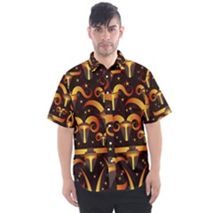 Stylised Horns Black Pattern Men s Short Sleeve Shirt