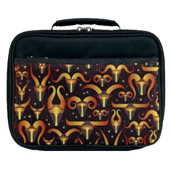 Stylised Horns Black Pattern Lunch Bag by HermanTelo