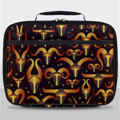 Stylised Horns Black Pattern Full Print Lunch Bag