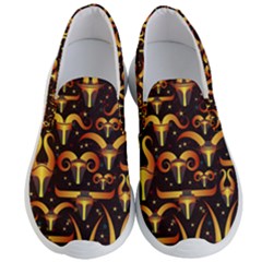 Stylised Horns Black Pattern Men s Lightweight Slip Ons