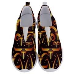 Stylised Horns Black Pattern No Lace Lightweight Shoes