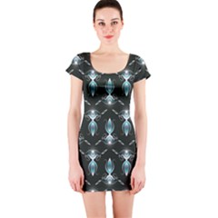 Seamless Pattern Background Black Short Sleeve Bodycon Dress