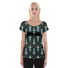 Seamless Pattern Background Black Cap Sleeve Top