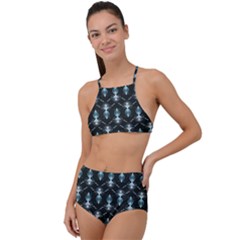 Seamless Pattern Background Black High Waist Tankini Set