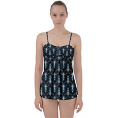 Seamless Pattern Background Black Babydoll Tankini Set