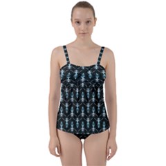 Seamless Pattern Background Black Twist Front Tankini Set