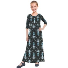 Seamless Pattern Background Black Kids  Quarter Sleeve Maxi Dress