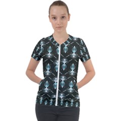 Seamless Pattern Background Black Short Sleeve Zip Up Jacket