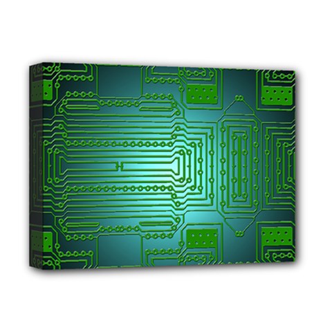 Board Conductors Circuits Deluxe Canvas 16  X 12  (stretched)  by HermanTelo