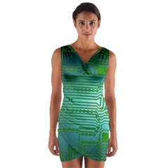 Board Conductors Circuits Wrap Front Bodycon Dress