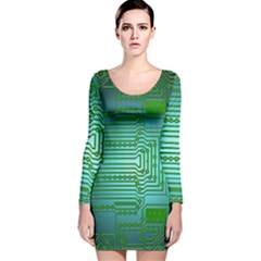 Board Conductors Circuits Long Sleeve Velvet Bodycon Dress by HermanTelo