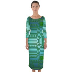 Board Conductors Circuits Quarter Sleeve Midi Bodycon Dress by HermanTelo