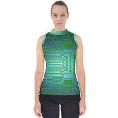 Board Conductors Circuits Mock Neck Shell Top by HermanTelo