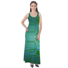 Board Conductors Circuits Sleeveless Velour Maxi Dress by HermanTelo