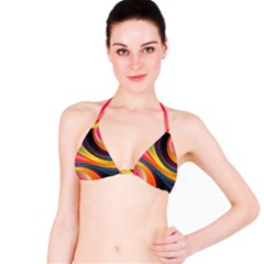 Abstract Colorful Background Wavy Bikini Top by HermanTelo