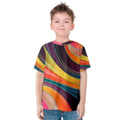 Abstract Colorful Background Wavy Kids  Cotton Tee