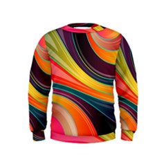 Abstract Colorful Background Wavy Kids  Sweatshirt by HermanTelo