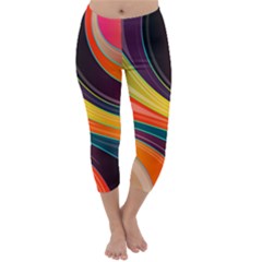 Abstract Colorful Background Wavy Capri Winter Leggings 