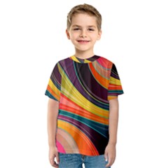 Abstract Colorful Background Wavy Kids  Sport Mesh Tee