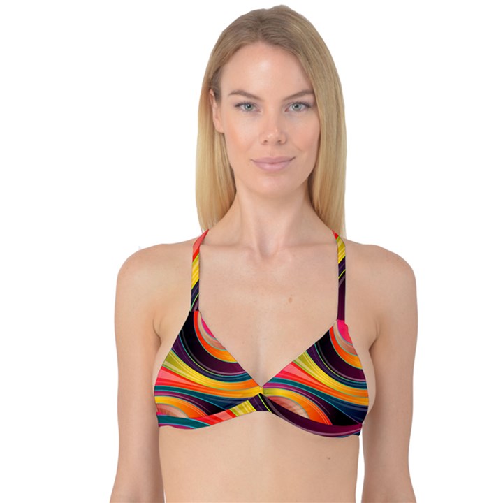 Abstract Colorful Background Wavy Reversible Tri Bikini Top