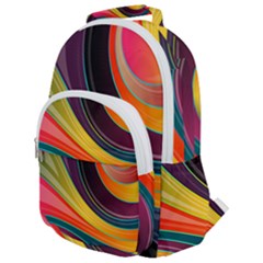 Abstract Colorful Background Wavy Rounded Multi Pocket Backpack