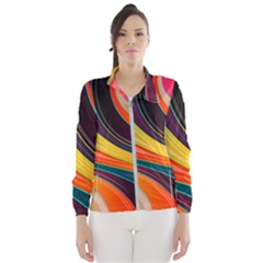 Abstract Colorful Background Wavy Women s Windbreaker