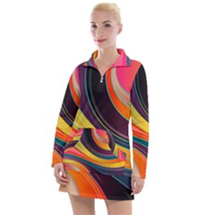 Abstract Colorful Background Wavy Women s Hoodie Dress by HermanTelo