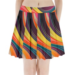 Abstract Colorful Background Wavy Pleated Mini Skirt