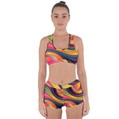 Abstract Colorful Background Wavy Racerback Boyleg Bikini Set by HermanTelo