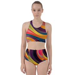 Abstract Colorful Background Wavy Racer Back Bikini Set