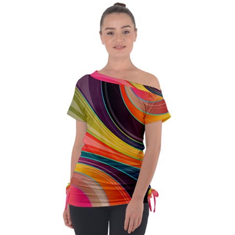 Abstract Colorful Background Wavy Tie-up Tee by HermanTelo