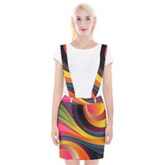 Abstract Colorful Background Wavy Braces Suspender Skirt by HermanTelo