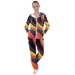 Abstract Colorful Background Wavy Women s Tracksuit