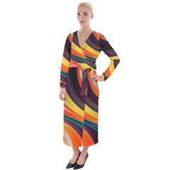 Abstract Colorful Background Wavy Velvet Maxi Wrap Dress