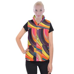 Abstract Colorful Background Wavy Women s Button Up Vest