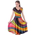 Abstract Colorful Background Wavy Cap Sleeve Wrap Front Dress View1