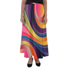 Abstract Colorful Background Wavy Flared Maxi Skirt by HermanTelo